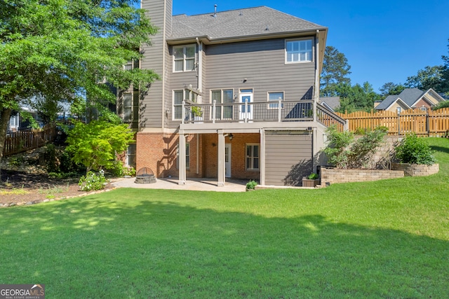 3641 Carriage Glen Way, Dacula, GA 30019 - rear view of property with a deck, a patio area, a fire pit, a chimney, and stairs