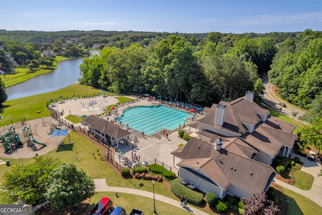 3641 Carriage Glen Way, Dacula, GA 30019 - aerial view of a nearby body of water and a pool