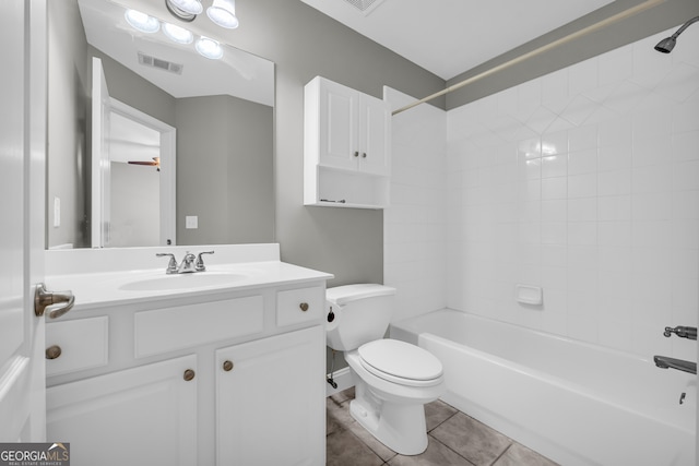 3641 Carriage Glen Way, Dacula, GA 30019 - full bath featuring vanity, toilet, bathtub / shower combination, and tile patterned floors