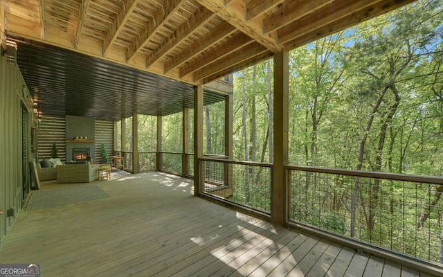 view of unfurnished sunroom