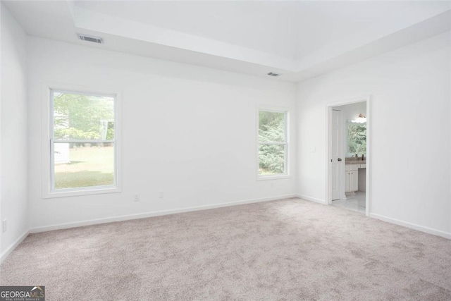 3314 Dilmus Dr, Powder Springs, GA 30127 - empty room with carpet flooring, a raised ceiling, and baseboards