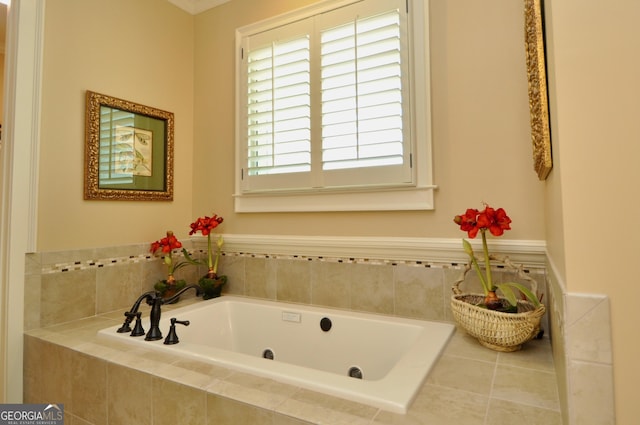 full bathroom featuring a jetted tub