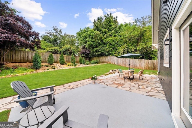 view of patio featuring a fenced backyard