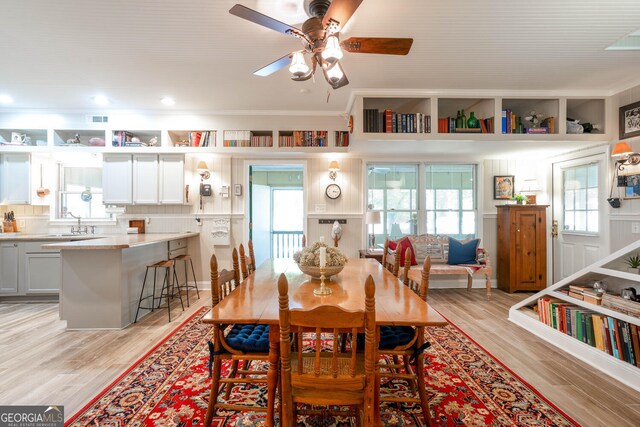 0 Vinson Mountain Rd, Rockmart, GA 30153 - dining area with light wood-type flooring, a ceiling fan, and visible vents
