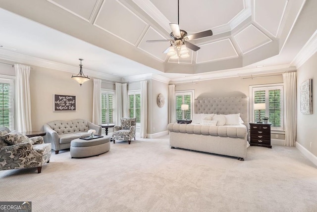 5475 Copper Creek Pass, Cumming, GA 30040 - bedroom with crown molding, carpet, baseboards, and coffered ceiling