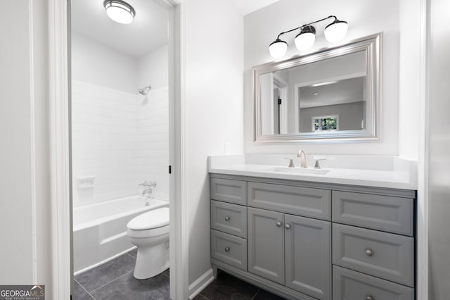 2690 Old Hickory Dr NW, Marietta, GA 30064 - full bath with toilet, vanity, tile patterned floors, shower / washtub combination, and baseboards