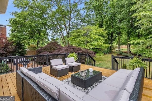 deck featuring an outdoor living space