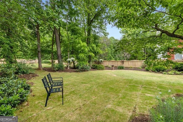 view of yard featuring fence