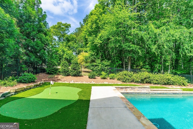view of pool with a fenced in pool and a fenced backyard