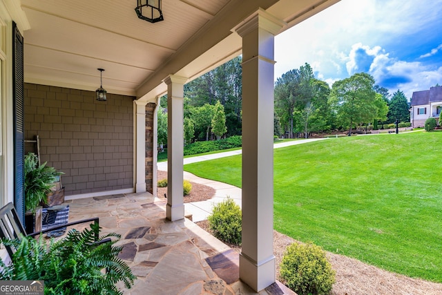 255 Ashmere Ct, Tyrone, GA 30290 - covered porch with a yard