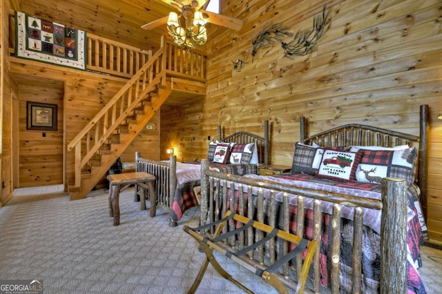 143 Katydid Rd, Morganton, GA 30560 - carpeted bedroom with wood walls