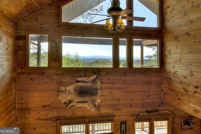 143 Katydid Rd, Morganton, GA 30560 - interior space featuring ceiling fan, wood walls, and wood ceiling
