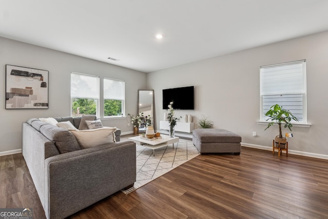 4777 Waxwing St, Hoschton, GA 30548 - living area with recessed lighting, baseboards, visible vents, and wood finished floors