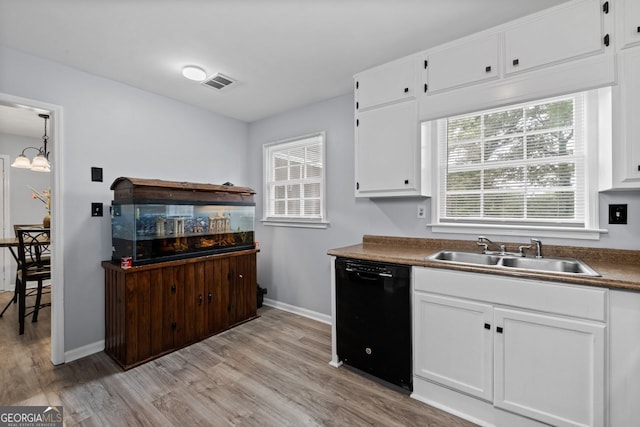 100 Fairview Dr, Stockbridge, GA 30281 - kitchen with a sink, light wood finished floors, dishwasher, and white cabinets