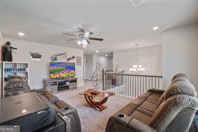 317 Basel Way, Hampton, GA 30228 - carpeted living area with a chandelier, ceiling fan, and recessed lighting