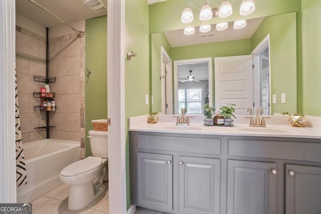 317 Basel Way, Hampton, GA 30228 - full bath with double vanity, shower / tub combo, and tile patterned flooring