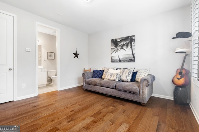 10200 Windalier Way, Roswell, GA 30076 - living area featuring baseboards and wood finished floors