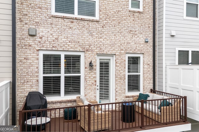 10200 Windalier Way, Roswell, GA 30076 - wooden terrace featuring grilling area and cooling unit