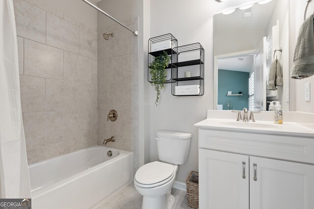 10200 Windalier Way, Roswell, GA 30076 - bathroom featuring vanity, tile patterned floors, shower / bath combo, and toilet