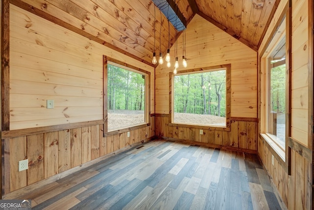 171 Antler Way, Morganton, GA 30560 - unfurnished room with wooden walls, vaulted ceiling, wood finished floors, and wood ceiling