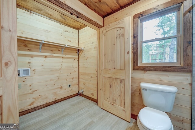 171 Antler Way, Morganton, GA 30560 - bathroom with wood walls, toilet, wooden ceiling, and wood finished floors