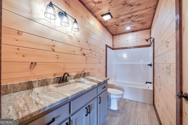 171 Antler Way, Morganton, GA 30560 - full bath with wooden ceiling, wooden walls, toilet, vanity, and wood finished floors