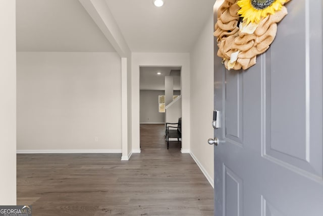 352 Walnut Grove Way, Pendergrass, GA 30567 - entryway featuring recessed lighting, wood finished floors, and baseboards