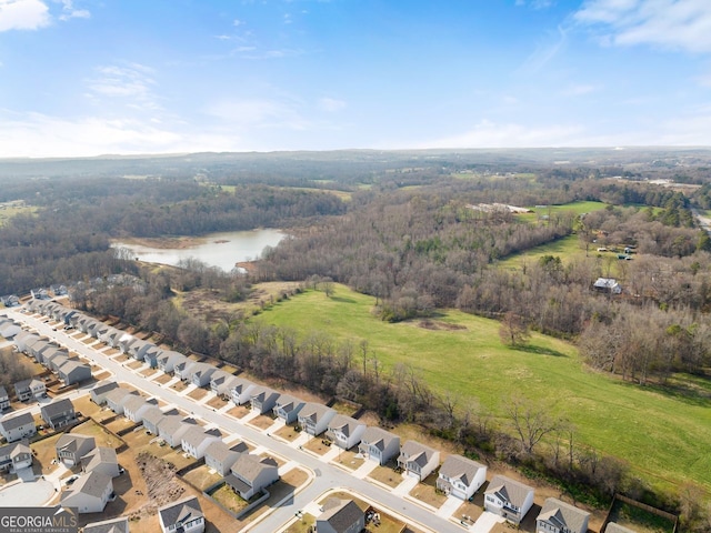 352 Walnut Grove Way, Pendergrass, GA 30567 - aerial view of property and surrounding area featuring a heavily wooded area, a large body of water, and nearby suburban area
