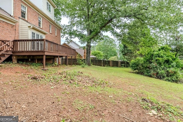 5611 Manassas Run, Stone Mountain, GA 30087 - view of yard featuring fence and a wooden deck