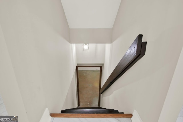 stairway with baseboards