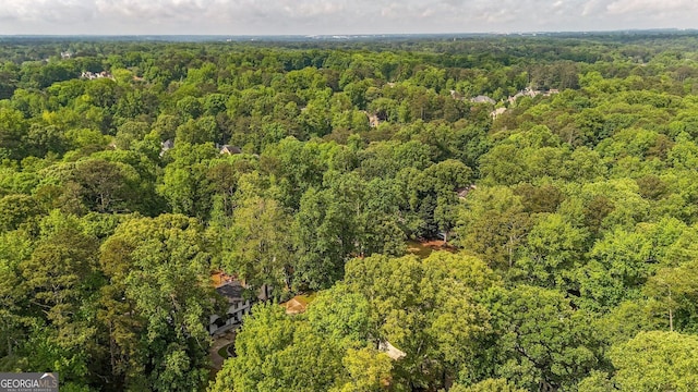 drone / aerial view with a forest view