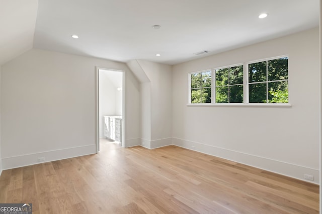 490 Mount Paran Rd, Atlanta, GA 30327 - spare room featuring baseboards, light wood-style floors, recessed lighting, and lofted ceiling