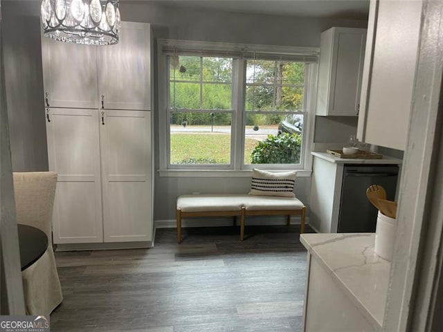 2135 Niskey Lake Rd, Atlanta, GA 30331 - washroom featuring healthy amount of natural light, a chandelier, and wood finished floors