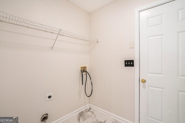 4795 Wilkins Station Dr, Decatur, GA 30035 - laundry room featuring washer hookup, laundry area, electric dryer hookup, baseboards, and marble finish floor