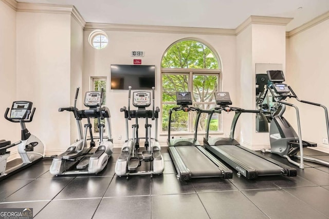 199 14th St Unit 2502, Atlanta, GA 30309 - workout area with crown molding