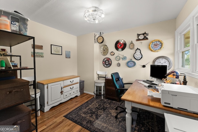 office area featuring wood finished floors