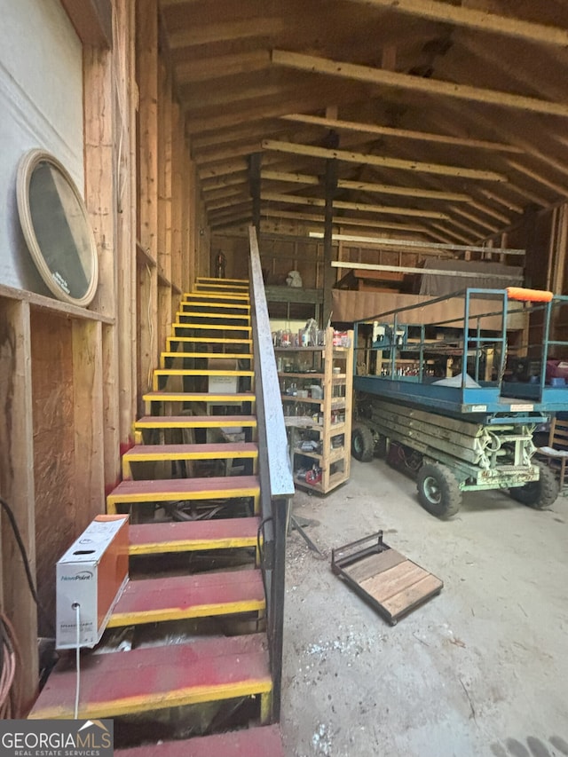 interior space featuring vaulted ceiling