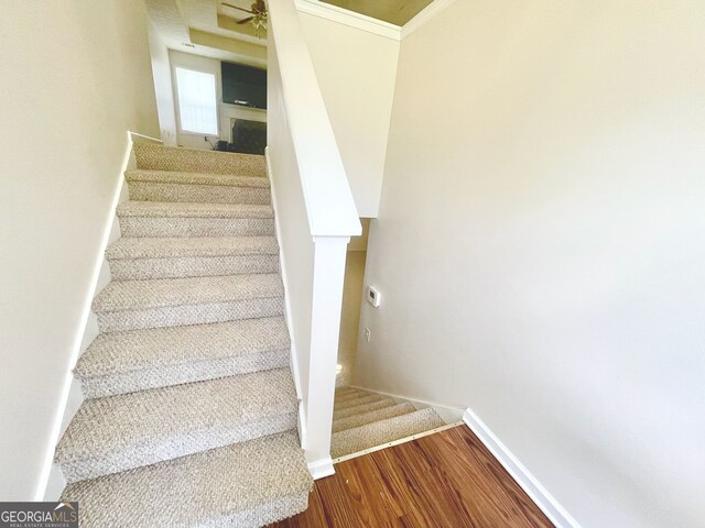 127 Mabry Rd, Jackson, GA 30233 - stairs featuring wood finished floors and ceiling fan