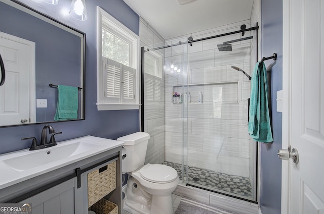 3186 Sail Winds Dr NW, Acworth, GA 30101 - full bathroom with toilet, a shower stall, and vanity