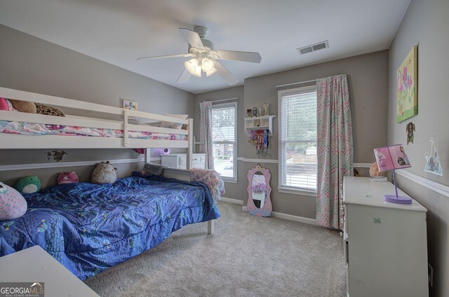 3186 Sail Winds Dr NW, Acworth, GA 30101 - bedroom featuring visible vents, a ceiling fan, carpet, and baseboards