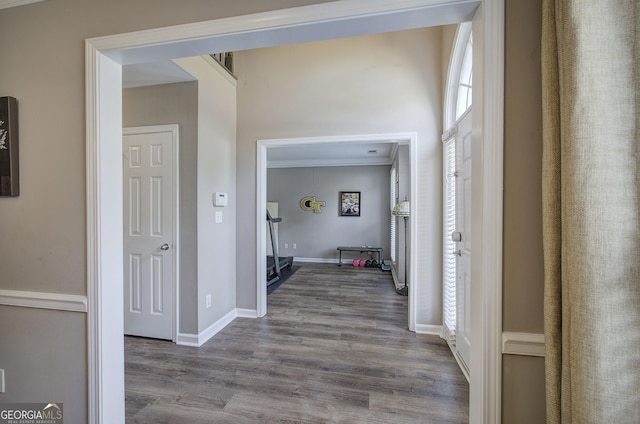 3186 Sail Winds Dr NW, Acworth, GA 30101 - corridor with wood finished floors and baseboards