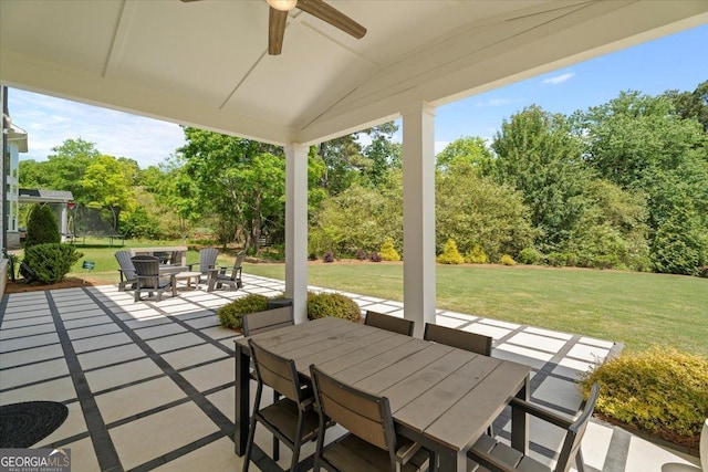 3525 Brynhurst Dr, Cumming, GA 30028 - view of patio featuring ceiling fan and outdoor dining space