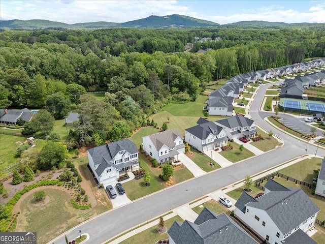 3525 Brynhurst Dr, Cumming, GA 30028 - bird's eye view featuring a forest view, a residential view, and a mountain view