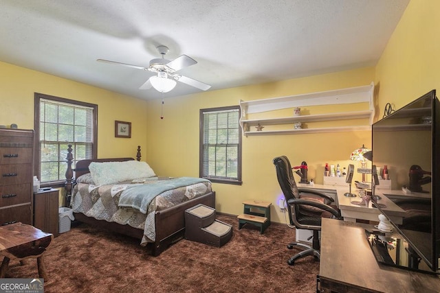 bedroom featuring carpet and ceiling fan