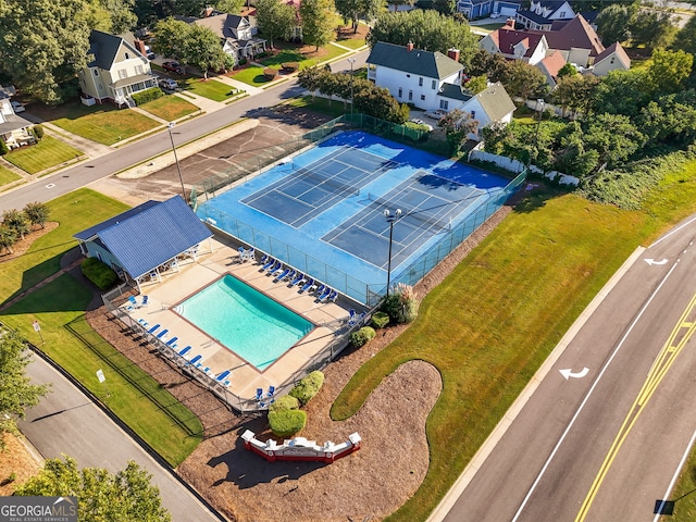 bird's eye view with a residential view