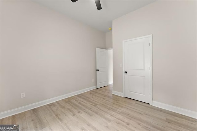 346 Chandler Ct, Alto, GA 30510 - spare room featuring a ceiling fan, baseboards, and light wood-style flooring