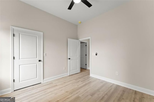 346 Chandler Ct, Alto, GA 30510 - unfurnished bedroom with baseboards, light wood-style flooring, and ceiling fan