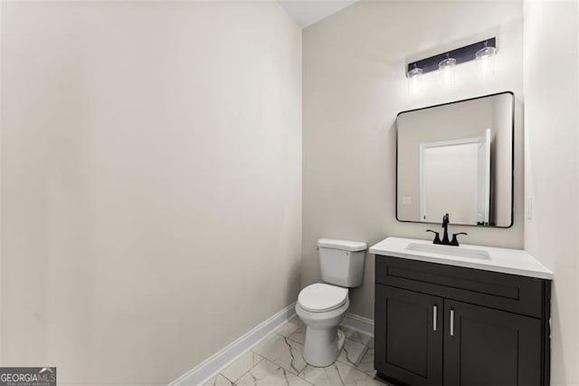 346 Chandler Ct, Alto, GA 30510 - half bathroom featuring baseboards, marble finish floor, toilet, and vanity