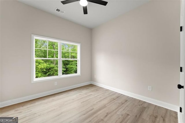 346 Chandler Ct, Alto, GA 30510 - spare room with a ceiling fan, baseboards, visible vents, and light wood-style floors