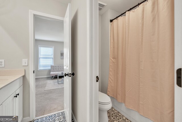 1584 Heartland Path, Hoschton, GA 30548 - full bathroom with vanity and shower / bath combination with curtain